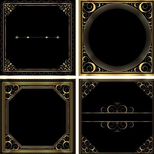 Gold scroll frames vector material scroll gold frames   