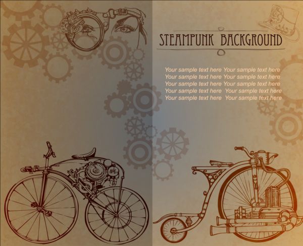 Vintage steampunk background design vector 07 vintage steampunk background   