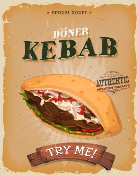 Vintage fast food poster design vector 07 vintage poster food fast   