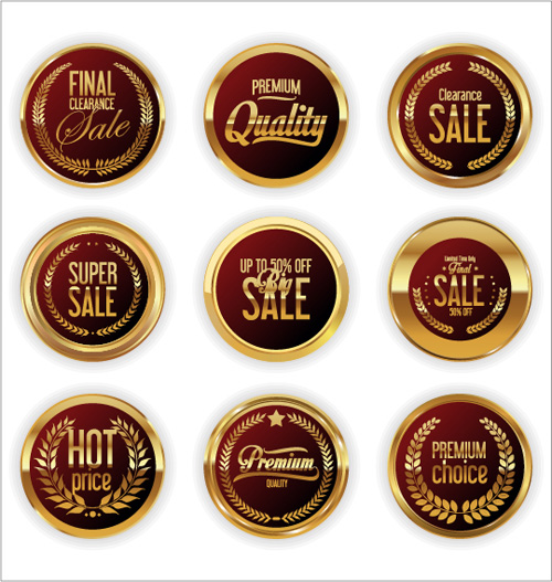 Golden sale badge shiny vector 05 shiny sale golden badge   