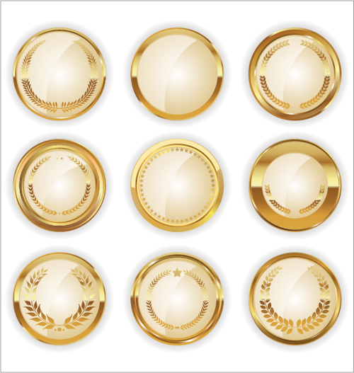 Blank golden texture badge vector 01 texture golden blank badge   