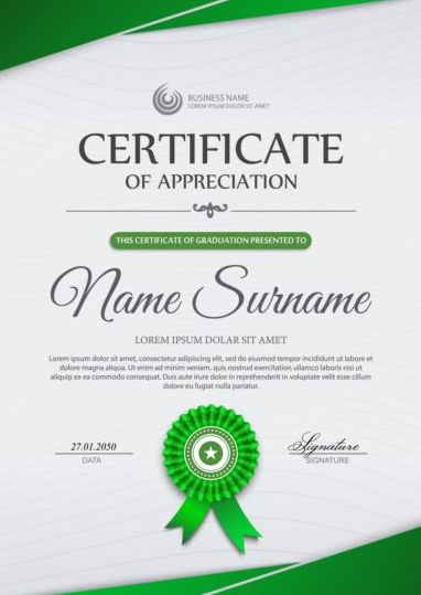 Green styles certificate template vector styles green certificate   