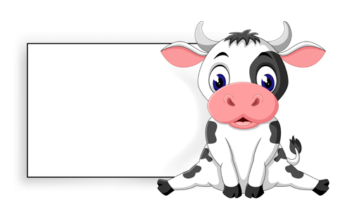 Cartoon cow with blank paper vector 02 paper cow cartoon blank   