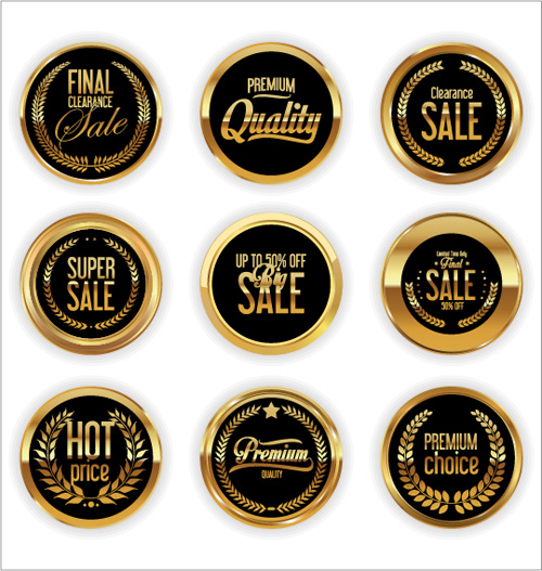 Golden sale badge shiny vector 04 shiny sale golden badge   