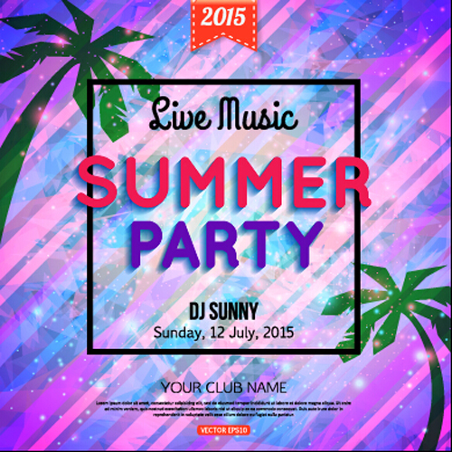 Grunge styles party poster summer vector 03 summer poster grunge   