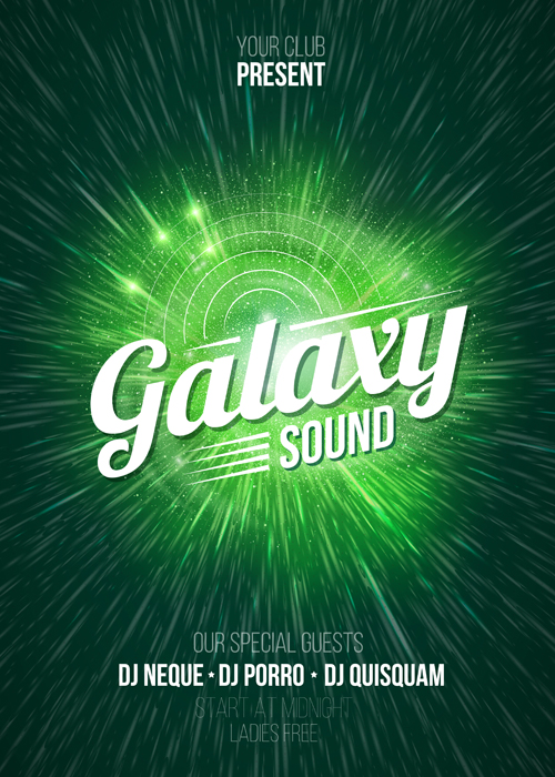 Galaxy sound party flyer design vector 02 sound party galaxy flyer   
