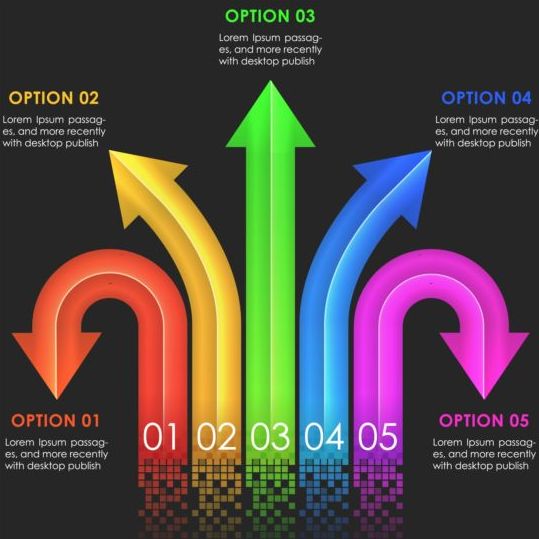 Colored arrow with option infographic vector 09 Option infographic colored arrow   