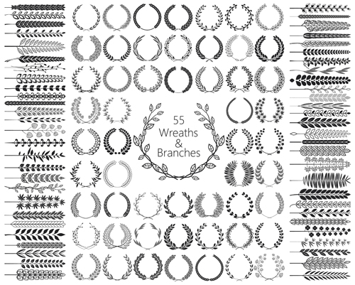 Wreaths and branches design vector material 01 wreaths material branches   