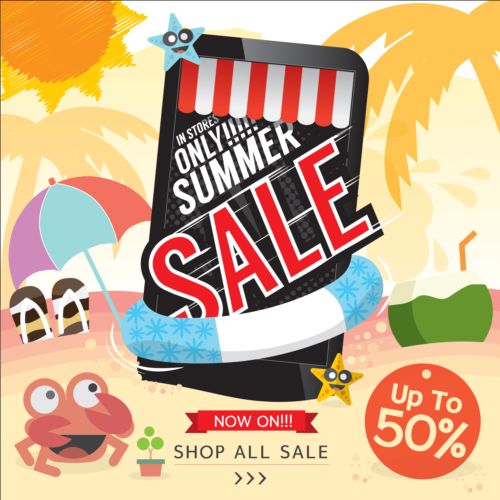 Summer big sale poster creative vector 06 summer sale poster creative   