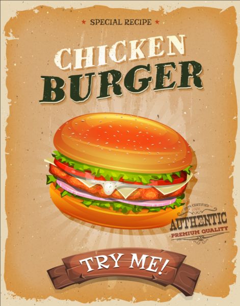 Vintage fast food poster design vector 04 vintage poster food fast   