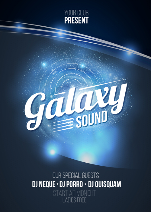 Galaxy sound party flyer design vector 01 sound party galaxy flyer   