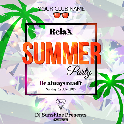 Grunge styles party poster summer vector 01 summer poster party grunge   