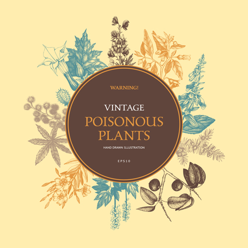 Poisonous plants warning poster vintage vector 06 warning vintage poster Poisonous plants   