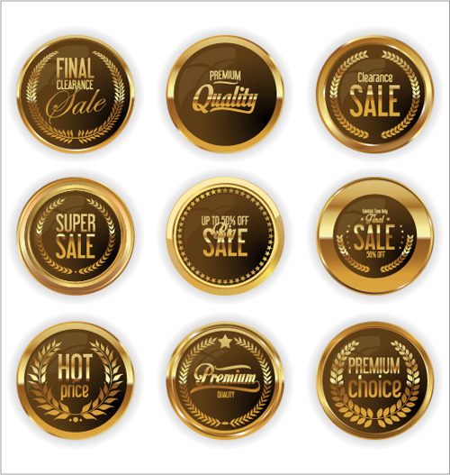 Golden sale badge shiny vector 01 shiny sale golden badge   