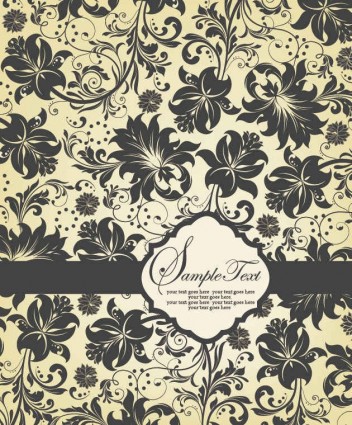 Vintage floral pattern background vectors 01 pattern design card background   