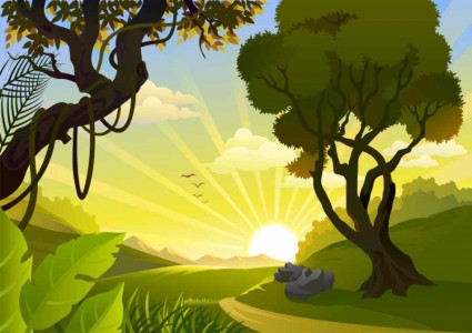 Cartoon landscape background vector graphics landscape cartoon background   