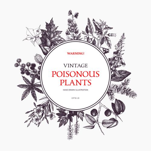 Poisonous plants warning poster vintage vector 05 warning vintage poster Poisonous plants   