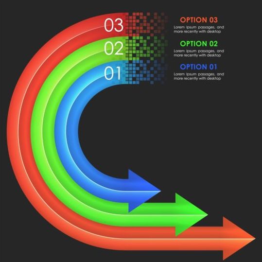 Colored arrow with option infographic vector 04 Option infographic colored arrow   
