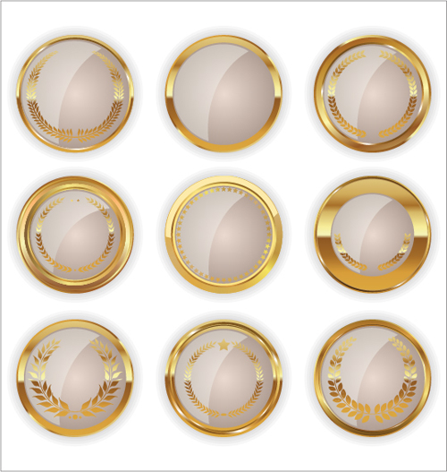 Blank golden texture badge vector 06 texture golden blank badge   