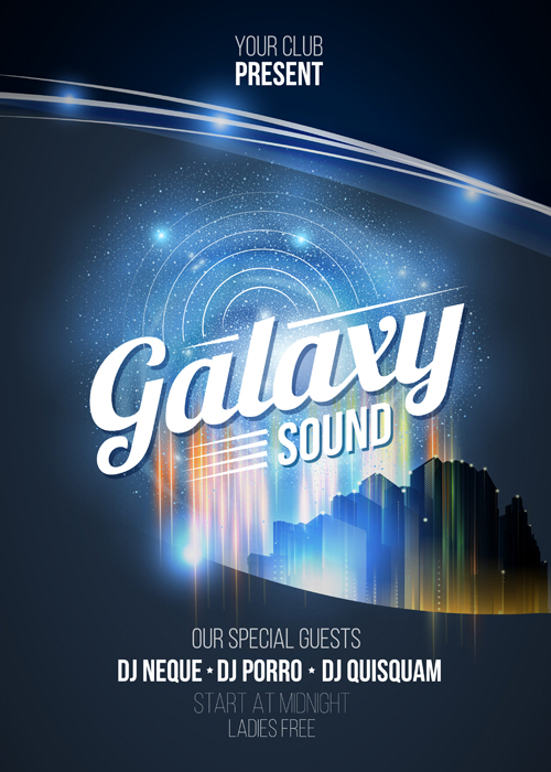 Galaxy sound party flyer design vector 05 sound party galaxy flyer   