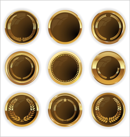 Blank golden texture badge vector 05 texture golden blank badge   