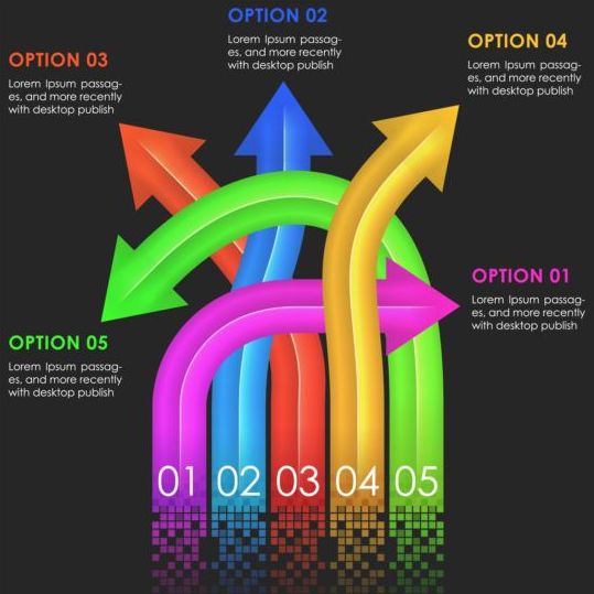 Colored arrow with option infographic vector 02 Option infographic colored arrow   