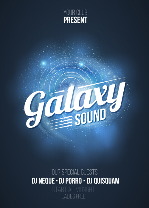 Galaxy sound party flyer design vector 04 sound party galaxy flyer   