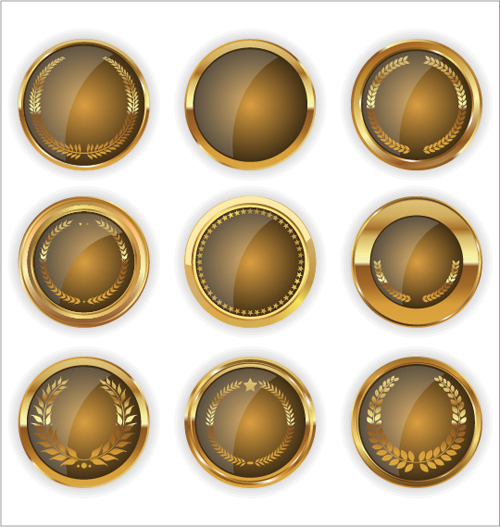 Blank golden texture badge vector 04 texture golden blank badge   