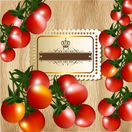 Fresh tomatoes with background vecotr tomatoes text template design   