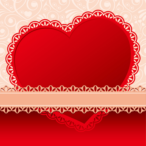 Valentines day heart with lace vector material 03 valentines material lace heart   