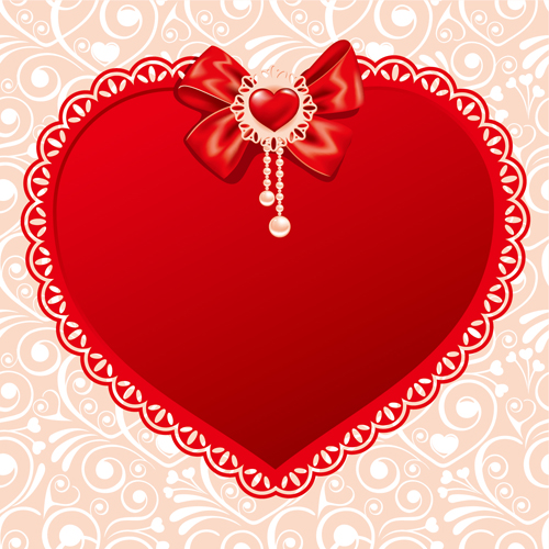 Valentines day heart with lace vector material 02 valentines material lace heart   