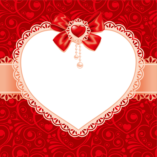 Valentines day heart with lace vector material 01 valentines material lace heart   