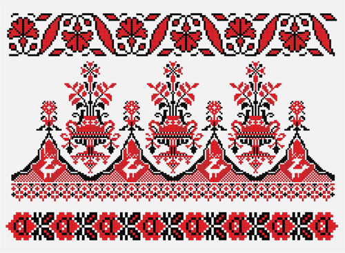 Ukrainian styles embroidery pattern vectors 15 Ukrainian styles pattern embroidery   