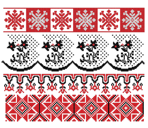 Ukrainian styles embroidery pattern vectors 14 Ukrainian styles pattern embroidery   