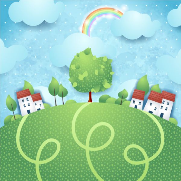 Beautiful countryside scenery cartoon vector 04 scenery countryside cartoon beautiful   