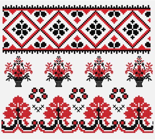Ukrainian styles embroidery pattern vectors 12 Ukrainian styles pattern embroidery   