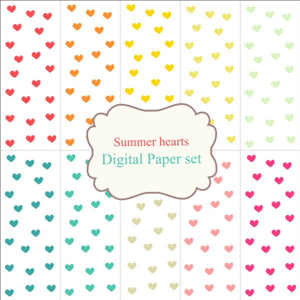 Heart paper with summer background vector 06 summer paper heart   