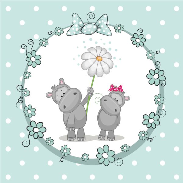 lovely cartoon animal with baby cards vectors 03 cartoon animal baby cards   