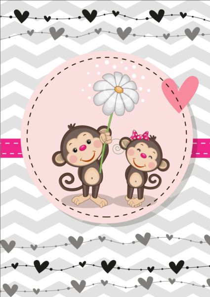 lovely cartoon animal with baby cards vectors 02 cartoon animal baby cards   