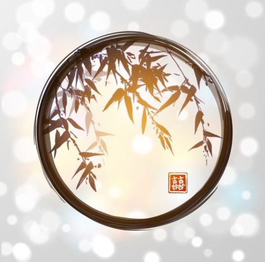 Watercolor bamboo with blurs background vector watercolor blurs bamboo background   