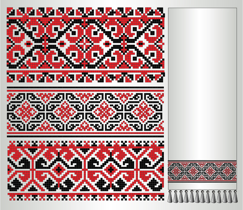Ukrainian styles embroidery pattern vectors 11 Ukrainian styles pattern embroidery   