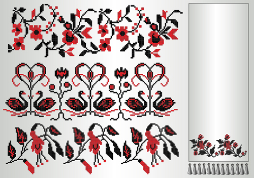 Ukrainian styles embroidery pattern vectors 10 Ukrainian styles pattern embroidery   