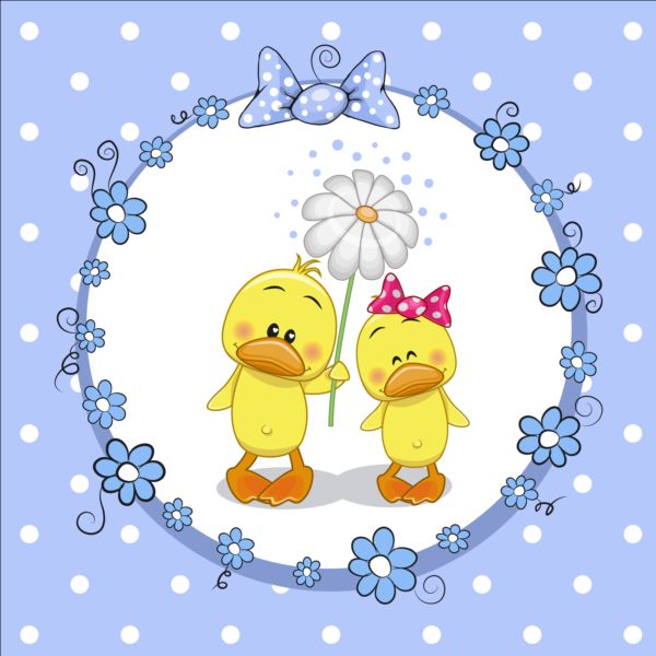 lovely cartoon animal with baby cards vectors 01 lovely cartoon animal baby cards   