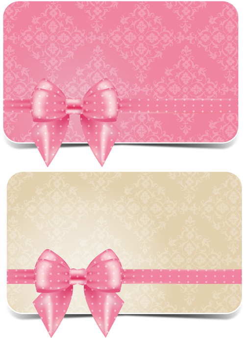 Beautiful pink bow business card vecto pink card business bow beautiful   