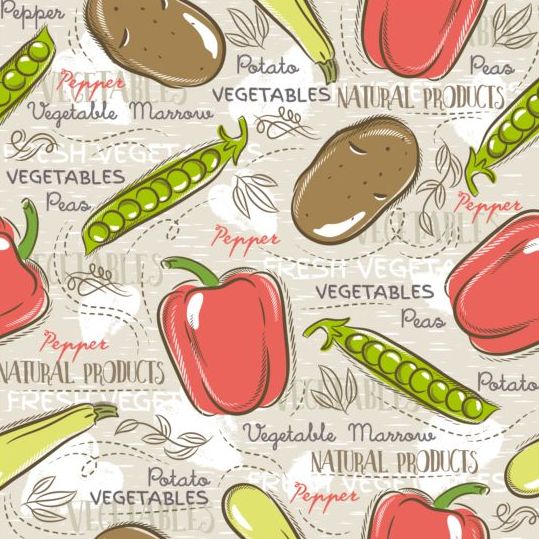 Vegetable seamless pattern hand drawn vector 04 vegetable seamless pattern hand drawn   