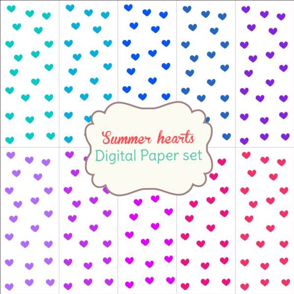 Heart paper with summer background vector 04 summer paper heart   