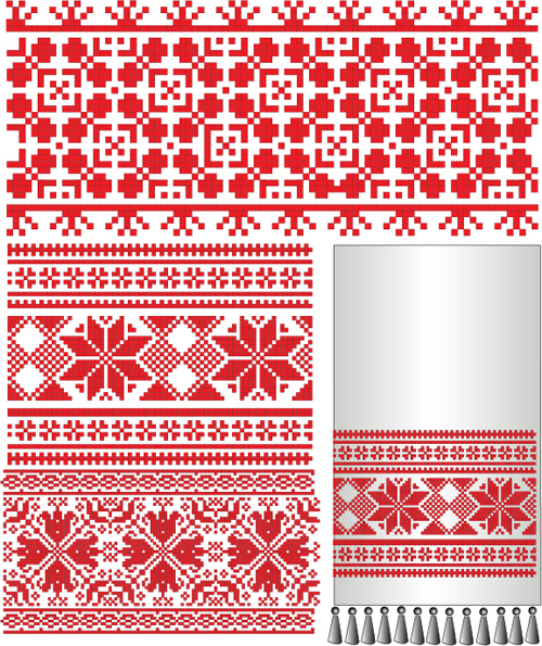 Ukrainian styles embroidery pattern vectors 09 Ukrainian styles pattern embroidery   