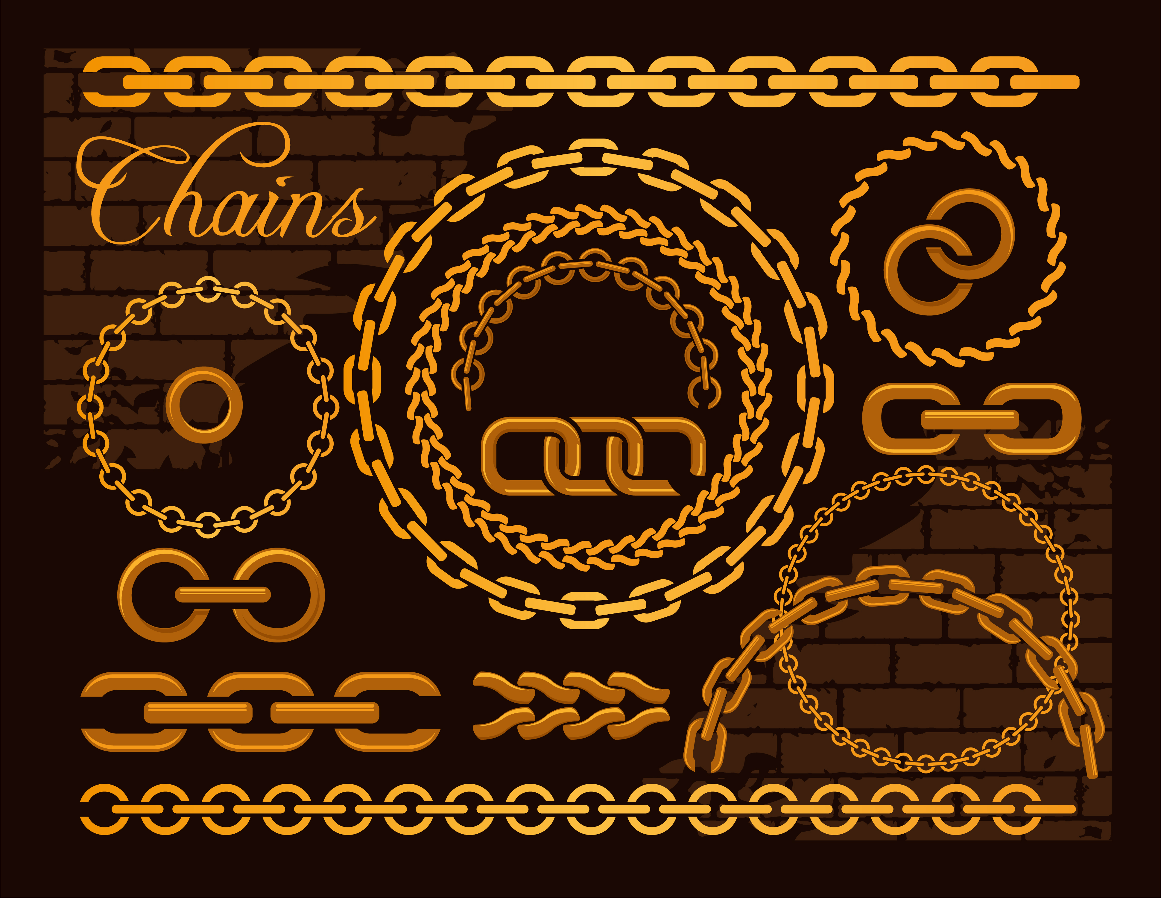 Vector golden chains illustration 01 illustration golden chains   
