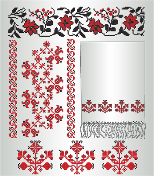 Ukrainian styles embroidery pattern vectors 08 Ukrainian styles pattern embroidery   