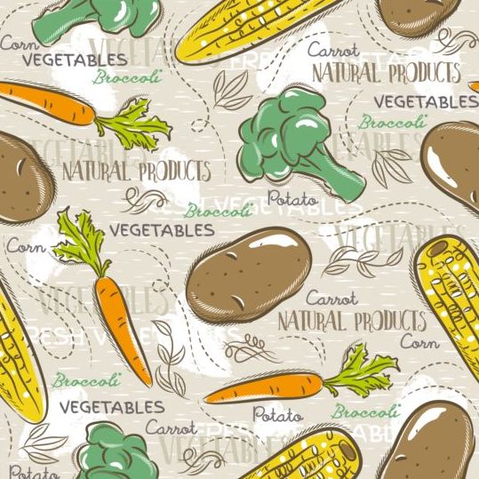Vegetable seamless pattern hand drawn vector 03 vegetable seamless pattern hand drawn   